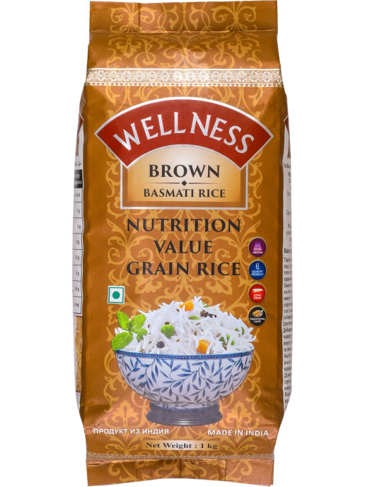 Рис Басмати Коричневый/Rice Basmati Brown WellNess (1 кг)